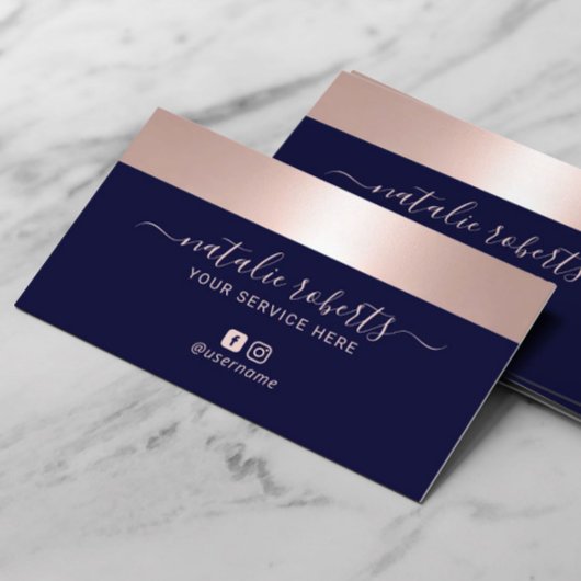 Carte De Visite Frontière or rose Marine Bleu Salon moderne Spa