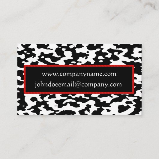 Carte De Visite Frontière rouge d'impression de vache noire et (Dos)