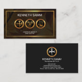 Carte De Visite Frontières d'or de feuille d'érable de bricoleur (Devant / Derrière)