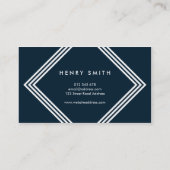 Carte De Visite Frontières modernes en bleu foncé et blanc géométr (Dos)