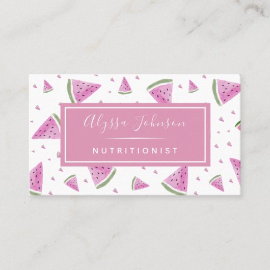 Carte De Visite Fruit d'aquarelle frais de pastèque nutritionniste (Devant)