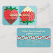 Carte De Visite fruit de fraise recouvert de chocolat noir et blan (Devant / Derrière)