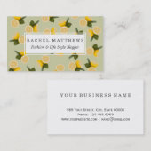 Carte De Visite Fruit jaune de citron d'agrume sur le vert de (Devant / Derrière)