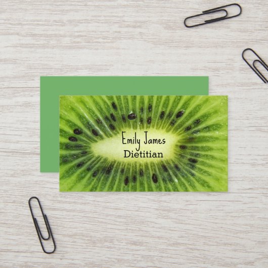 Carte De Visite Fruit kiwi vert (Devant/Arrière en situation)