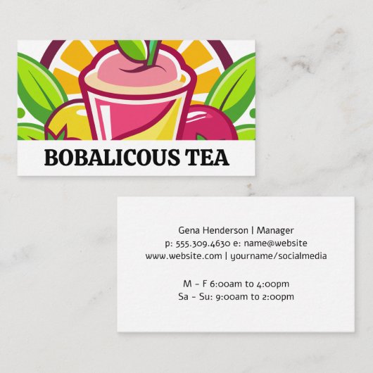 Carte De Visite Fruit Smoothies | Restaurant (Devant / Derrière)