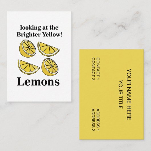 Carte De Visite Fruits De Citrons Regardant Les Citrons Jaunes Plu (Devant / Derrière)