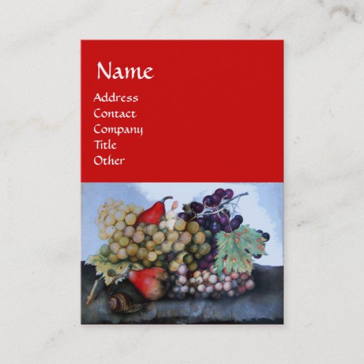 CARTE DE VISITE FRUITS DE SAISON 1 - RAISONS ET PEARS (Devant)