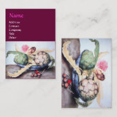 CARTE DE VISITE FRUITS DE SAISON 4- ARTICHOKES, ROSE & FRAISES (Devant / Derrière)
