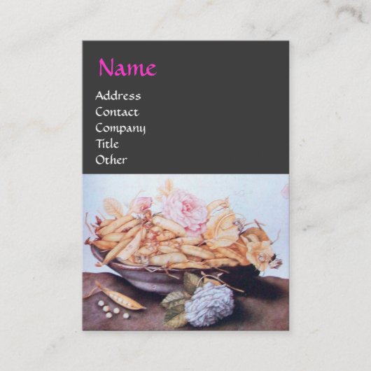 CARTE DE VISITE FRUITS DE SAISON 6 - HARICOTS ET ROSE (Devant)