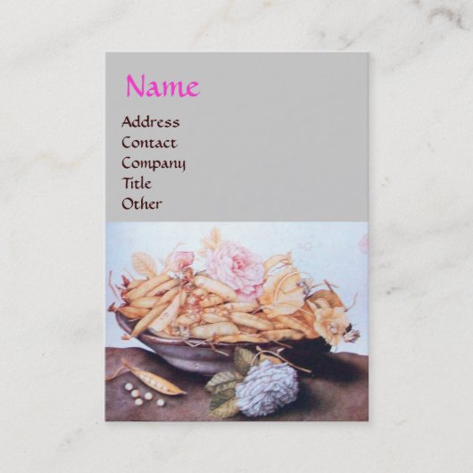 CARTE DE VISITE FRUITS DE SAISON 6 - HARICOTS ET ROSE (Devant)