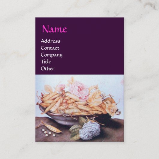 CARTE DE VISITE FRUITS DE SAISON 6 - HARICOTS ET ROSE (Devant)