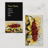 CARTE DE VISITE FRUITS DE SAISON / CHERRIES ET CARNATIONS (Devant / Derrière)