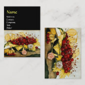 CARTE DE VISITE FRUITS DE SAISON / CHERRIES ET CARNATIONS (Devant / Derrière)