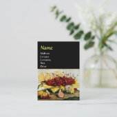 CARTE DE VISITE FRUITS DE SAISON / CHERRIES ET CARNATIONS (Debout devant)