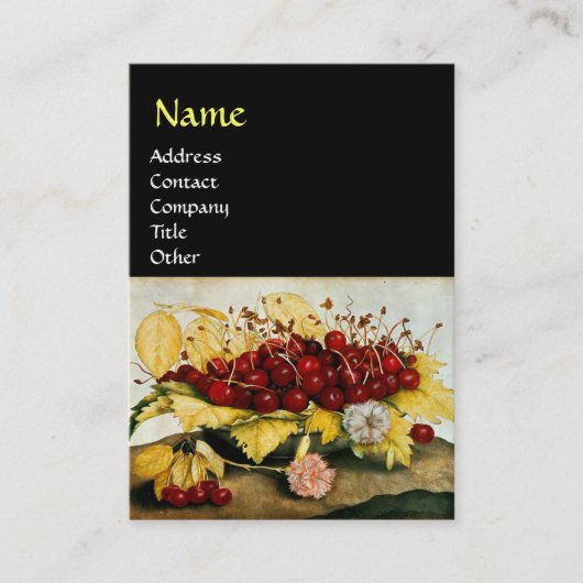 CARTE DE VISITE FRUITS DE SAISON / CHERRIES ET CARNATIONS (Devant)