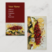 Carte De Visite FRUITS DE SAISON / CHERRIES ET CARNATIONS, Rouge (Devant / Derrière)