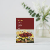 Carte De Visite FRUITS DE SAISON / CHERRIES ET CARNATIONS, Rouge (Debout devant)