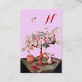 Carte De Visite FRUITS DE SAISON FLEURS, MONOGRAM FEUILLE Rose Lil (Dos)