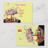 Carte De Visite FRUITS DE SAISON, FLEURS, MONOGRAMME FEUILLE Yello (Devant / Derrière)