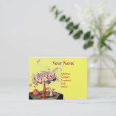 Carte De Visite FRUITS DE SAISON, FLEURS, MONOGRAMME FEUILLE Yello (Debout devant)