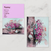 Carte De Visite FRUITS DE SAISON /FRAISES, PEARS Pink Lilac (Devant / Derrière)