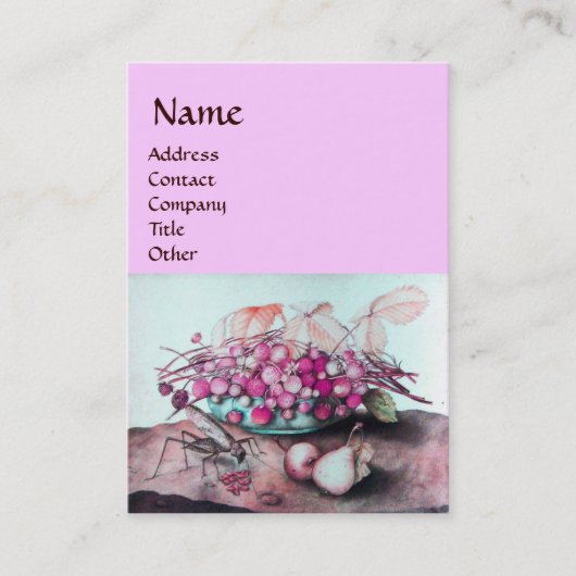 Carte De Visite FRUITS DE SAISON /FRAISES, PEARS Pink Lilac (Devant)