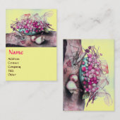 Carte De Visite FRUITS DE SAISON /FRAISES, PEARS Pink Yellow (Devant / Derrière)