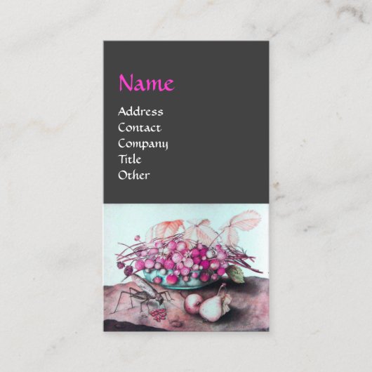 Carte De Visite FRUITS DE SAISON /FRAISES, PEARS Rose Grey (Devant)