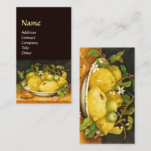 CARTE DE VISITE FRUITS DE SAISON LÉMONS ET FLEURS BLANCHES (Devant / Derrière)
