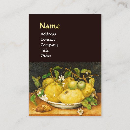 CARTE DE VISITE FRUITS DE SAISON LÉMONS ET FLEURS BLANCHES (Devant)