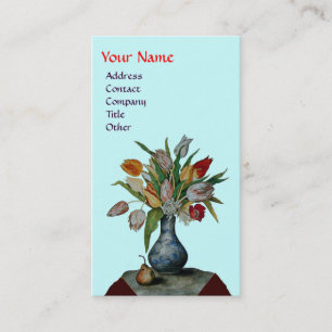 Carte De Visite FRUITS DE SAISON - MONOGRAMME TULIPS COLORÉ, bleu