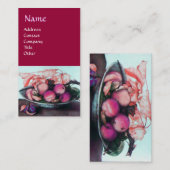 Carte De Visite FRUITS DE SAISON Pêches, pruneaux et Feuille (Devant / Derrière)