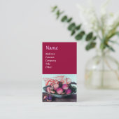 Carte De Visite FRUITS DE SAISON Pêches, pruneaux et Feuille (Debout devant)