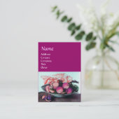 Carte De Visite FRUITS DE SAISON Pêches, pruneaux et Feuille (Debout devant)