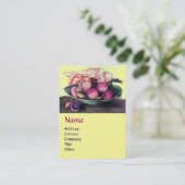 Carte De Visite FRUITS DE SAISON Pêches, pruneaux et Feuille Jaune (Debout devant)