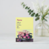 Carte De Visite FRUITS DE SAISON Pêches, pruneaux et Feuille Jaune (Debout devant)