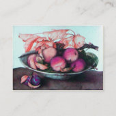 Carte De Visite FRUITS DE SAISON Pêches, Prunes, Bleu Turquoise Fe (Dos)