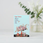 CARTE DE VISITE FRUITS DE SAISON ROSE BLEU, FLEURS, MONOGRAMME FEU (Debout devant)