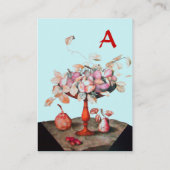 CARTE DE VISITE FRUITS DE SAISON ROSE BLEU, FLEURS, MONOGRAMME FEU (Dos)