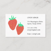 Carte De Visite FRUITS FRAIS : fraises illustrées (Dos)