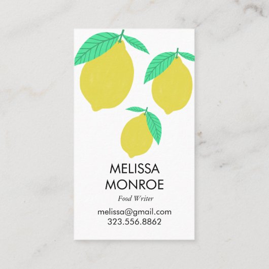 Carte De Visite FRUITY FUN : citrons illustrés (Dos)