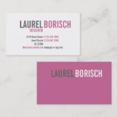 Carte de visite fuchsia blanc Girly moderne (Devant / Derrière)