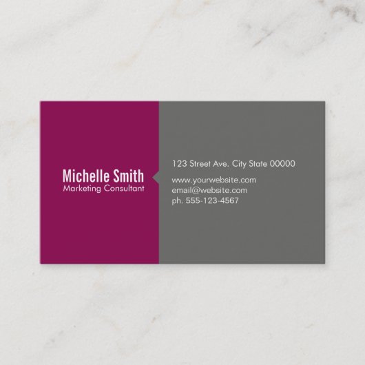 Carte De Visite Fuchsia & Grey (Devant)