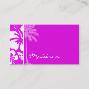 Carte De Visite Fuchsia Hawaiian Tropical Hibiscus; palm