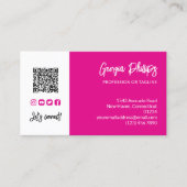Carte De Visite Fuchsia Pink QR Code Photo Médias sociaux Icônes (Devant)