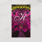 CARTE DE VISITE FUCHSIA RIBBON OR NOIR JAUNE DOMMASQUE MONOGRAMME (Dos)