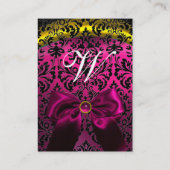 CARTE DE VISITE FUCHSIA RIBBON OR NOIR JAUNE DOMMASQUE MONOGRAMME (Dos)