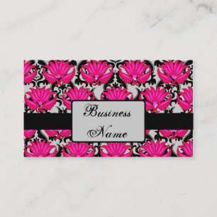 Carte De Visite Fuchsia rose noir gris parisien Damas Graphique