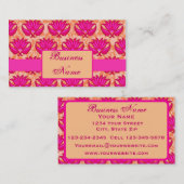 Carte De Visite Fuchsia Rose Orange Paris Damask Graphisme (Devant / Derrière)