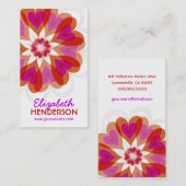 Carte De Visite Fuchsia rose Valentine Fleur Love Coeurs Moderne (Devant / Derrière)